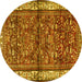 Round Persian Yellow Traditional Rug, tr3917yw