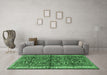 Machine Washable Persian Emerald Green Traditional Area Rugs in a Living Room,, wshtr3917emgrn