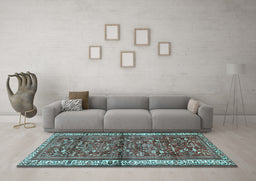 Machine Washable Persian Light Blue Traditional Rug in a Living Room, wshtr3917lblu