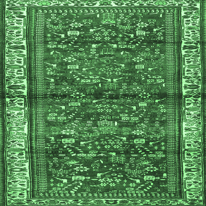 Square Persian Emerald Green Traditional Rug, tr3917emgrn