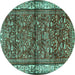 Round Persian Turquoise Traditional Rug, tr3917turq