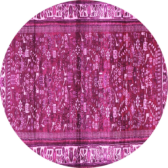 Round Persian Pink Traditional Rug, tr3917pnk