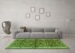 Machine Washable Persian Green Traditional Area Rugs in a Living Room,, wshtr3917grn