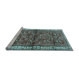 Sideview of Machine Washable Persian Light Blue Traditional Rug, wshtr3917lblu