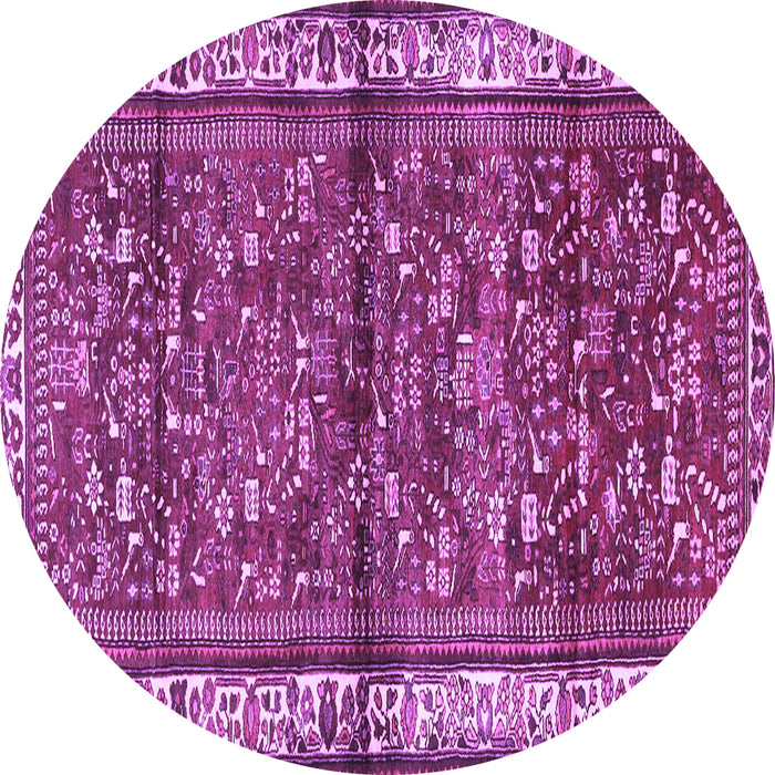 Round Persian Purple Traditional Rug, tr3917pur