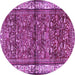 Round Persian Purple Traditional Rug, tr3917pur