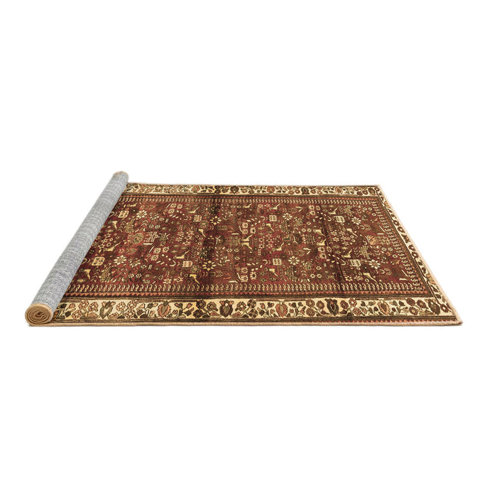 Sideview of Machine Washable Persian Brown Traditional Rug, wshtr3917brn