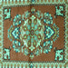 Square Persian Turquoise Traditional Rug, tr3918turq