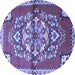 Round Machine Washable Persian Blue Traditional Rug, wshtr3918blu