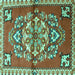 Square Machine Washable Persian Turquoise Traditional Area Rugs, wshtr3918turq