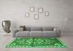 Machine Washable Persian Emerald Green Traditional Area Rugs in a Living Room,, wshtr3918emgrn