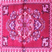 Square Machine Washable Persian Pink Traditional Rug, wshtr3918pnk