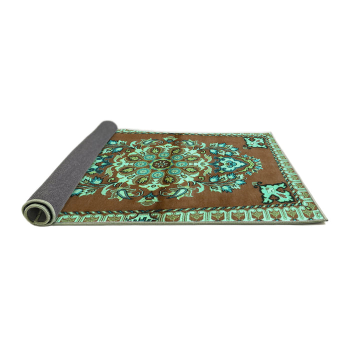 Sideview of Persian Turquoise Traditional Rug, tr3918turq