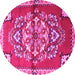 Round Machine Washable Persian Pink Traditional Rug, wshtr3918pnk