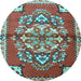 Round Machine Washable Persian Light Blue Traditional Rug, wshtr3918lblu