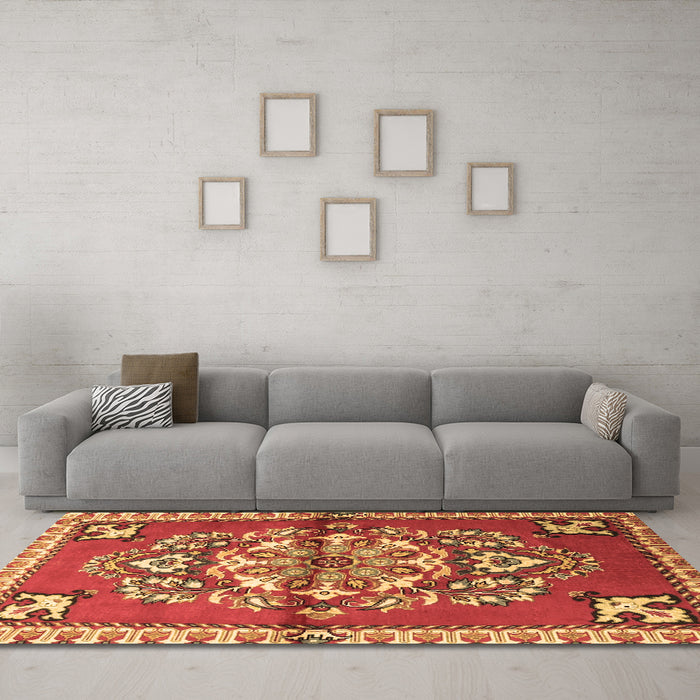 Machine Washable Persian Brown Traditional Rug in a Living Room,, wshtr3918brn
