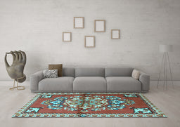 Machine Washable Persian Light Blue Traditional Rug in a Living Room, wshtr3918lblu