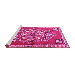 Sideview of Machine Washable Persian Pink Traditional Rug, wshtr3918pnk