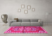 Machine Washable Persian Pink Traditional Rug in a Living Room, wshtr3918pnk