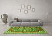 Machine Washable Persian Green Traditional Area Rugs in a Living Room,, wshtr3918grn