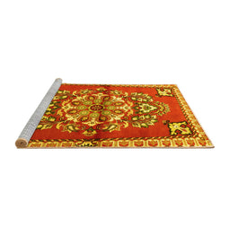 Sideview of Machine Washable Persian Yellow Traditional Rug, wshtr3918yw