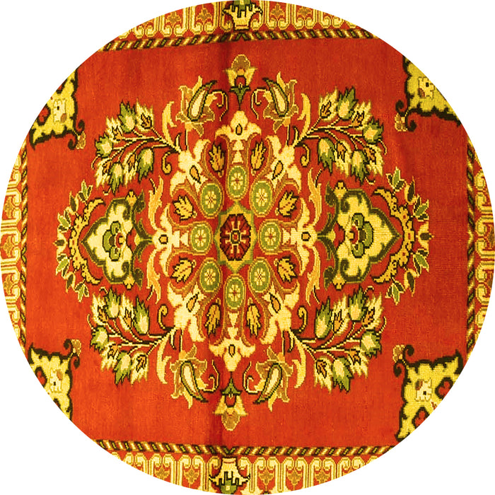 Round Persian Yellow Traditional Rug, tr3918yw
