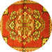 Round Persian Yellow Traditional Rug, tr3918yw