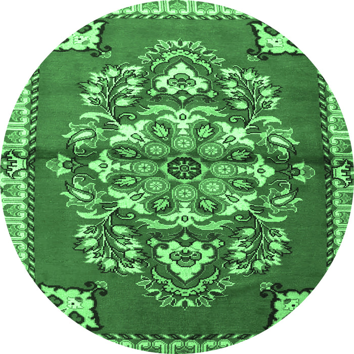 Round Persian Emerald Green Traditional Rug, tr3918emgrn
