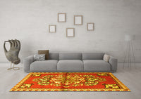 Machine Washable Persian Yellow Traditional Rug, wshtr3918yw