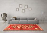 Machine Washable Persian Orange Traditional Rug, wshtr3918org