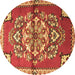 Round Persian Brown Traditional Rug, tr3918brn