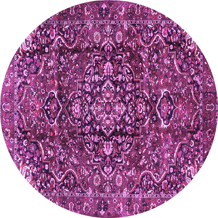 Round Machine Washable Persian Purple Traditional Area Rugs, wshtr3919pur