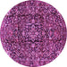 Round Machine Washable Persian Purple Traditional Area Rugs, wshtr3919pur