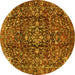 Round Persian Yellow Traditional Rug, tr3919yw