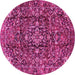 Round Persian Pink Traditional Rug, tr3919pnk