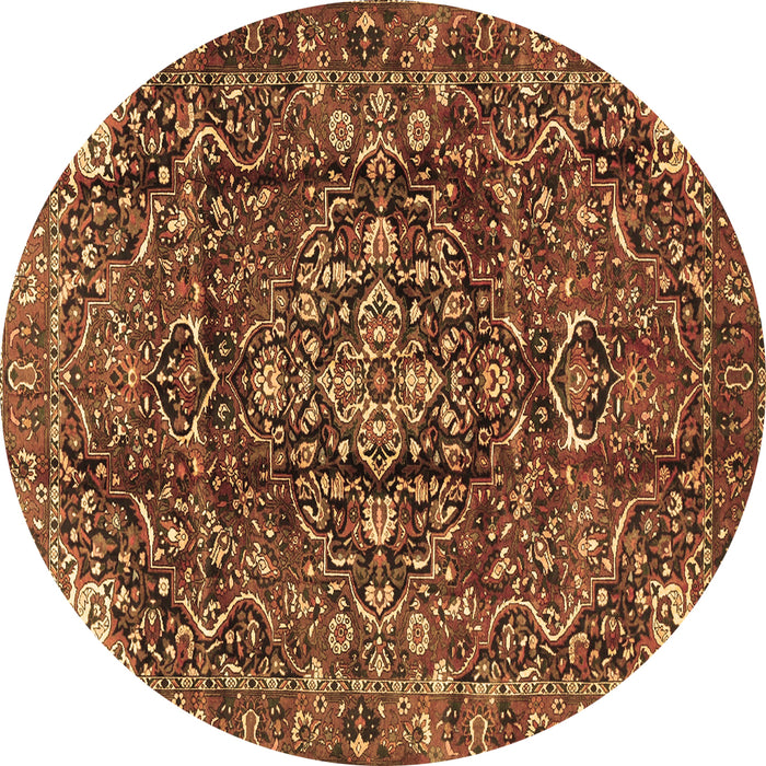 Round Persian Brown Traditional Rug, tr3919brn