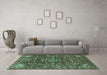 Machine Washable Persian Turquoise Traditional Area Rugs in a Living Room,, wshtr3919turq