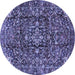 Round Machine Washable Persian Blue Traditional Rug, wshtr3919blu