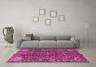 Machine Washable Persian Pink Traditional Rug in a Living Room, wshtr3919pnk