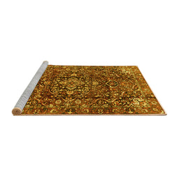 Sideview of Machine Washable Persian Yellow Traditional Rug, wshtr3919yw