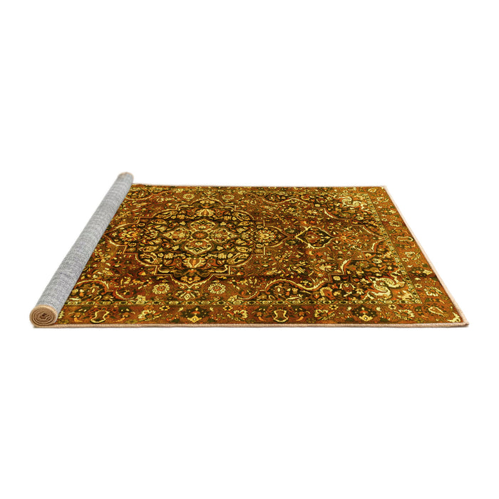 Sideview of Machine Washable Persian Yellow Traditional Rug, wshtr3919yw
