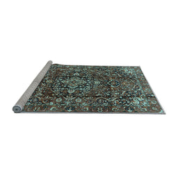 Sideview of Machine Washable Persian Light Blue Traditional Rug, wshtr3919lblu