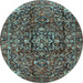 Round Persian Light Blue Traditional Rug, tr3919lblu