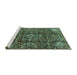 Sideview of Machine Washable Persian Turquoise Traditional Area Rugs, wshtr3919turq