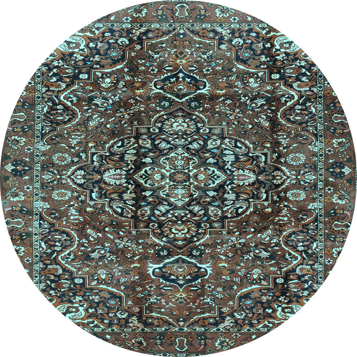 Round Machine Washable Persian Light Blue Traditional Rug, wshtr3919lblu