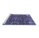 Sideview of Machine Washable Persian Blue Traditional Rug, wshtr3919blu