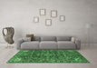 Machine Washable Persian Emerald Green Traditional Area Rugs in a Living Room,, wshtr3919emgrn