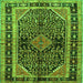 Round Machine Washable Persian Green Traditional Area Rugs, wshtr391grn