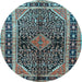 Round Persian Light Blue Traditional Rug, tr391lblu