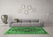 Machine Washable Persian Emerald Green Traditional Area Rugs in a Living Room,, wshtr391emgrn